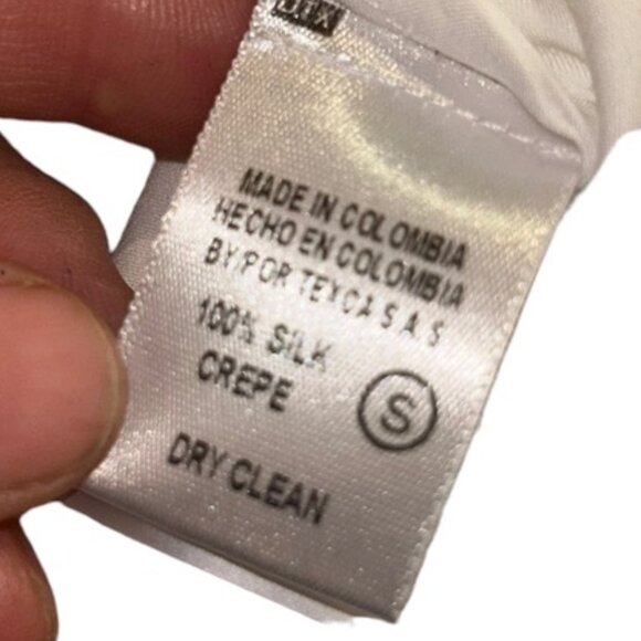 Caffe SWIM 100% SILK indigo blue flutter cold shoulder sleeve tunic COVER top S - Picture 6 of 6